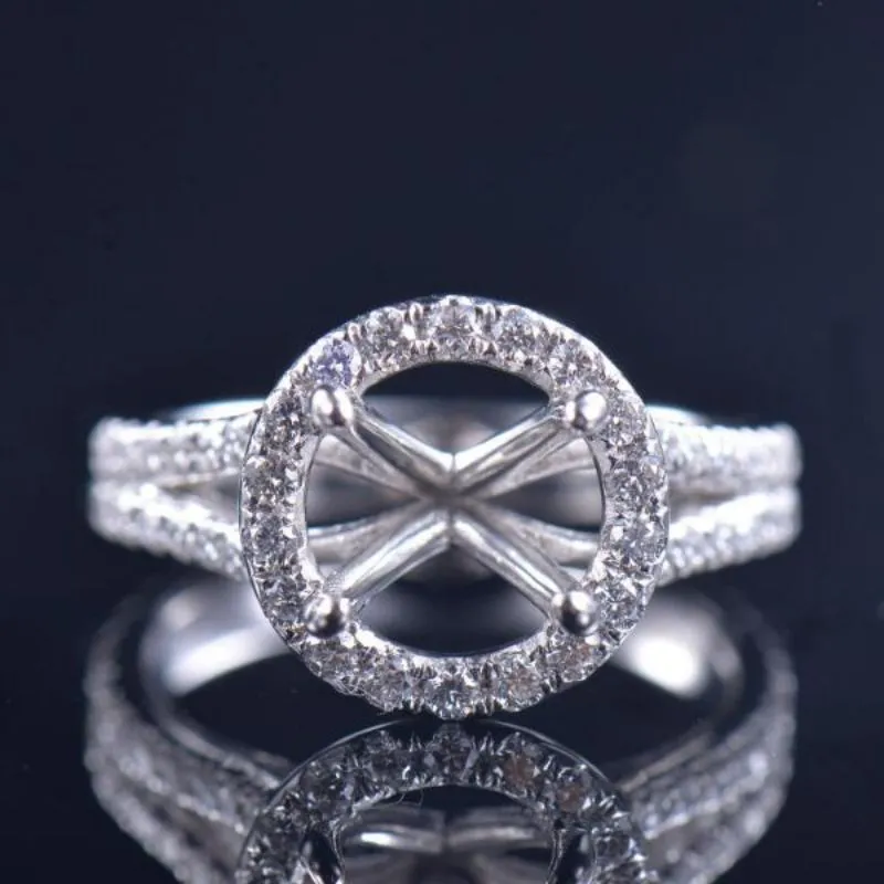 Platinum Split Shank Ring Semi-Set