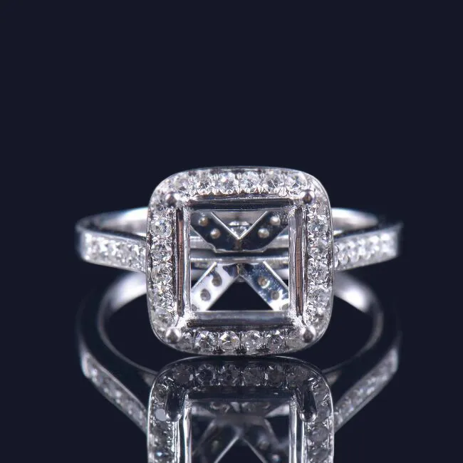 Princess Cut Cathedral Ring Semi Mount