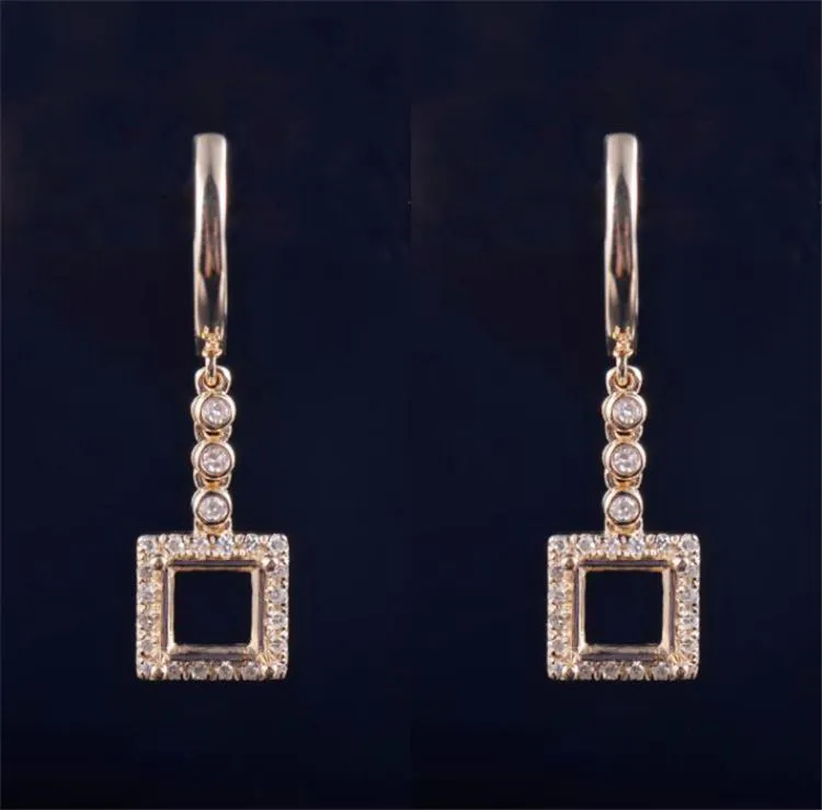 Princess Cut Eearrings Charm Setting