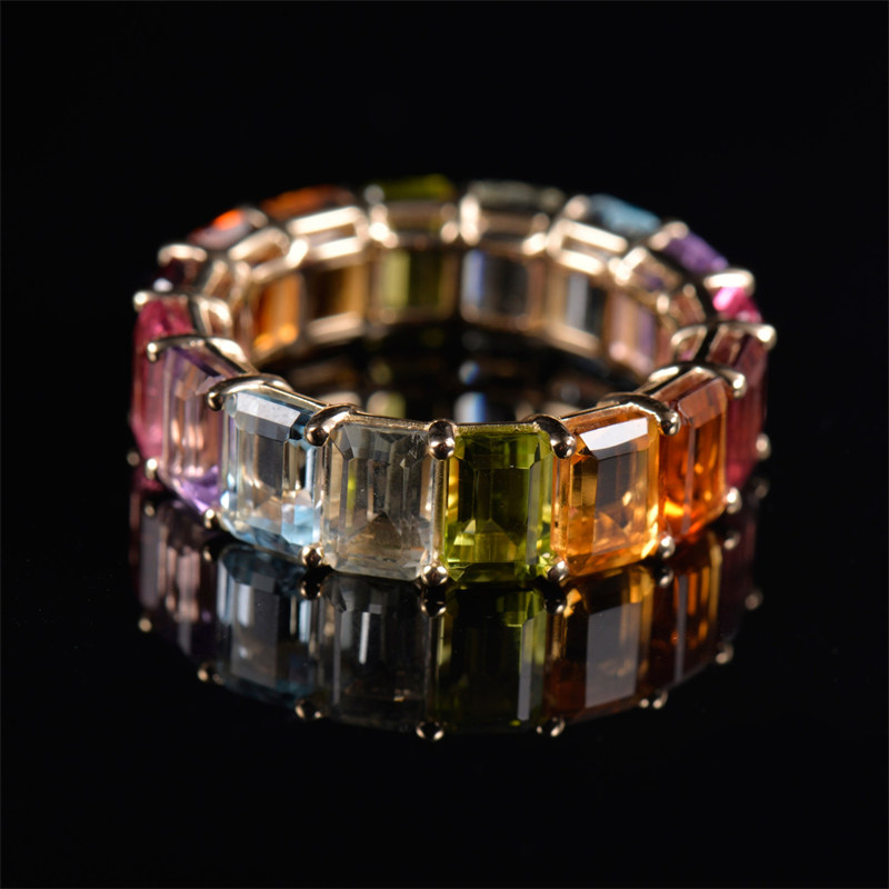 Rare Cocktail Multicolor Natural Gemstone Bridal Ring - 2