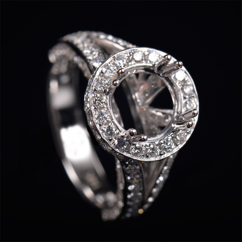 Round Cut Cathedral Bridal Ring Setting - 1