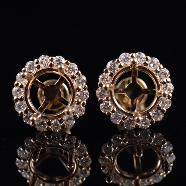 Round Halo Earrings Setting - 1 