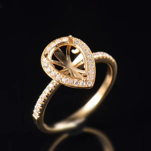 Sparkling Pear Cut Promise Ring Mounting