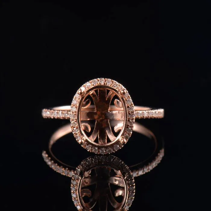 Vintage Halo Diamond Oval Ring Mounting