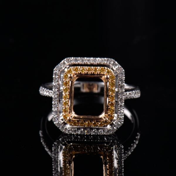 Yellow Side Diamond Ring Semi Mount