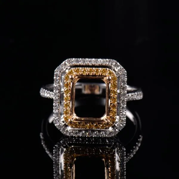 Yellow Side Diamond Ring Semi Mount