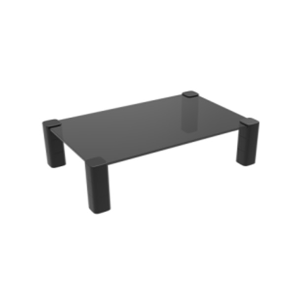 Black Universal Glass Tabletop Monitor Riser with Metal Feet