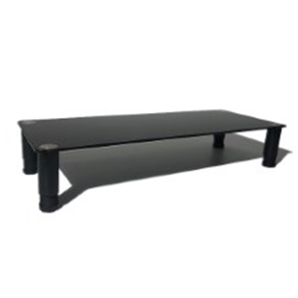 Lengthen Black Universal Glass Tabletop Monitor Riser with Plastic Feet Height Adjustable