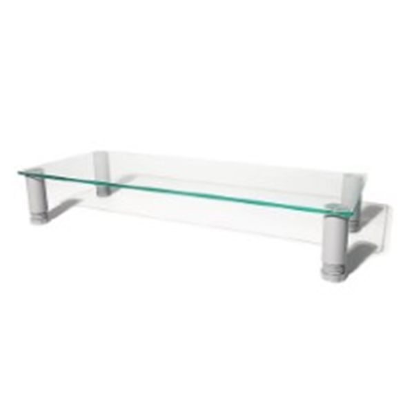 Lengthen Clear Universal Glass Tabletop Monitor Riser with Plastic Feet Height Adjustable
