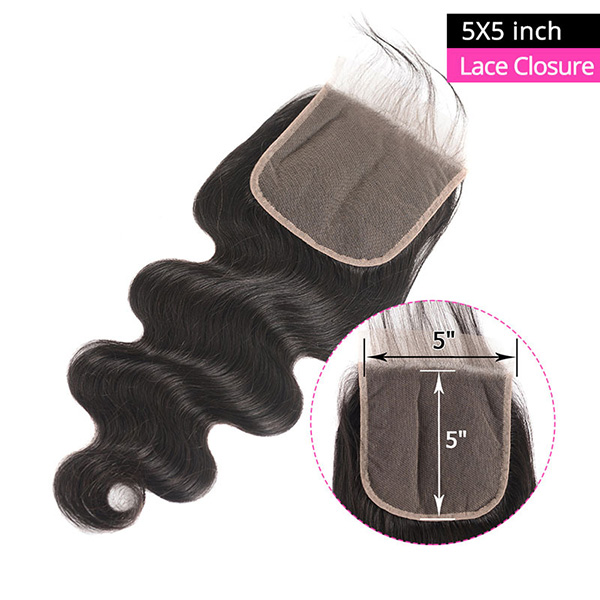 5*5 Hand Made Bleached Knot Invisible Human Hair Closure