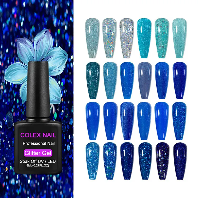 8ml Blue Glitter Gel Polish