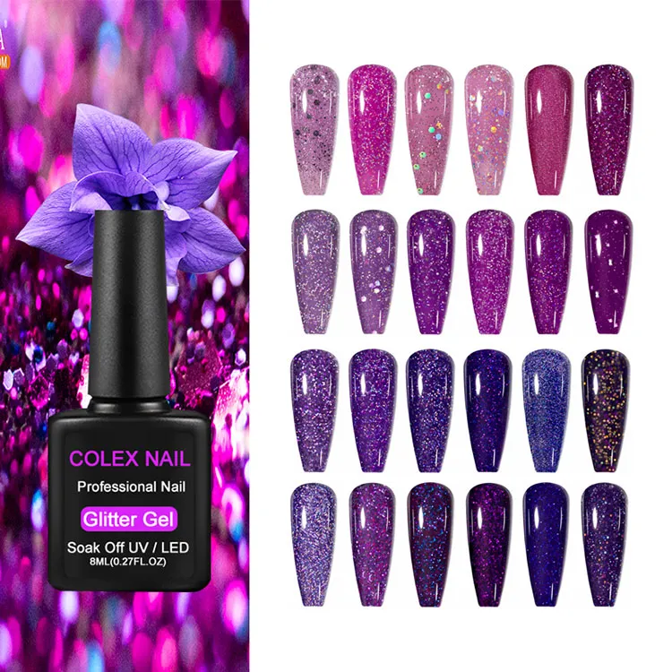 8ml Purple Glitter Gel Polish