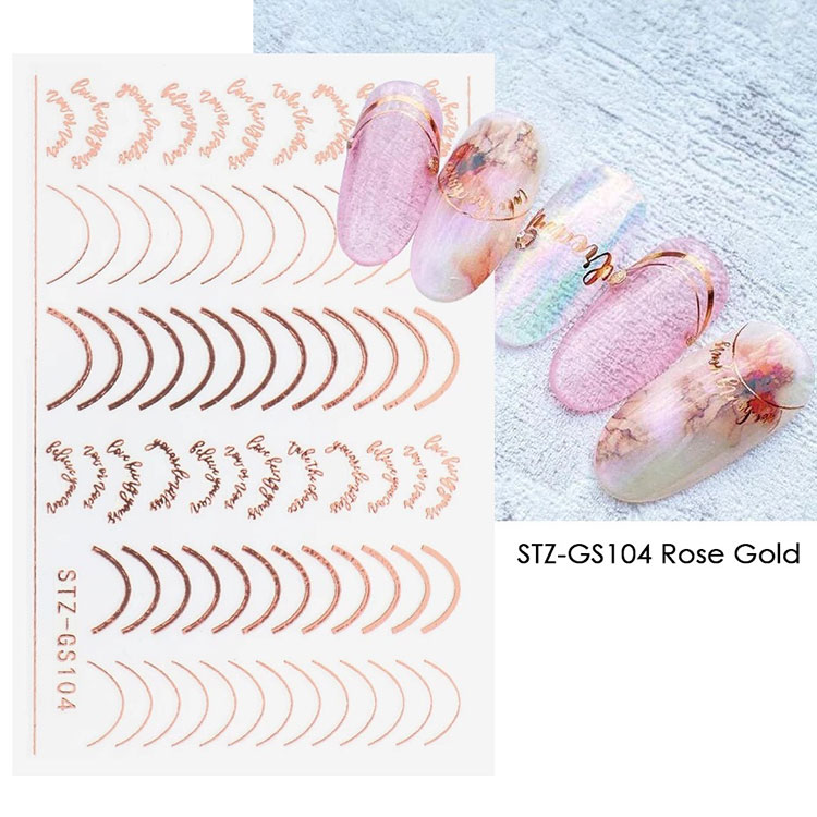 Gold Silver Stripe Lines Nail Stickers Decals