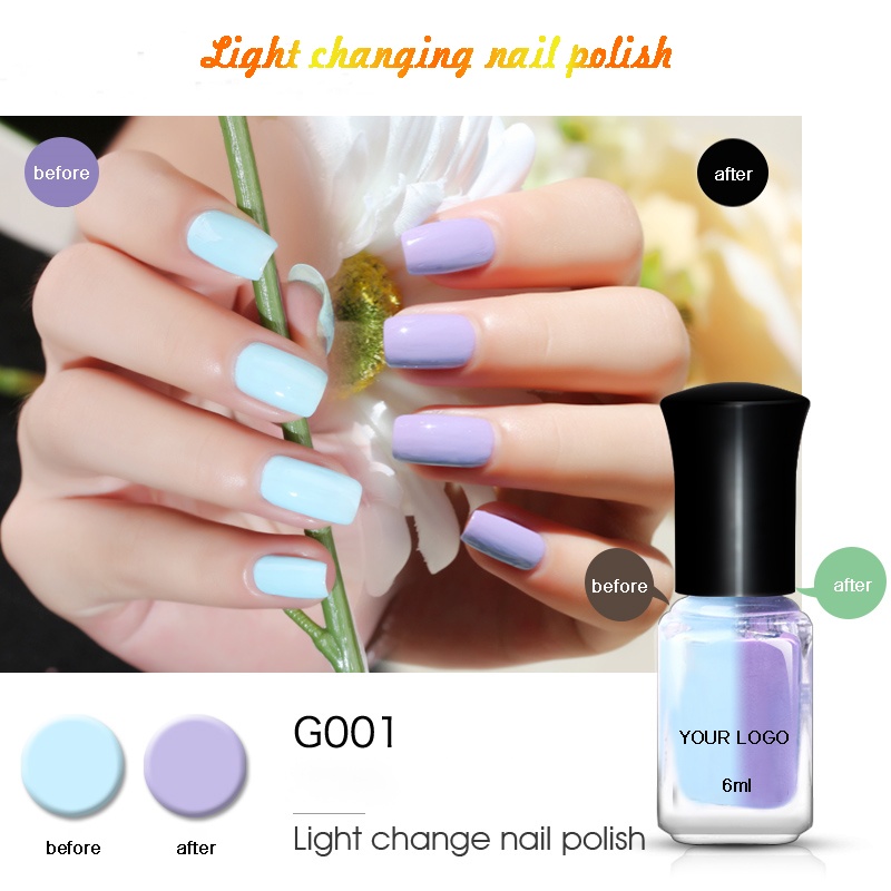 Esmalte de uñas que cambia de color con luz.