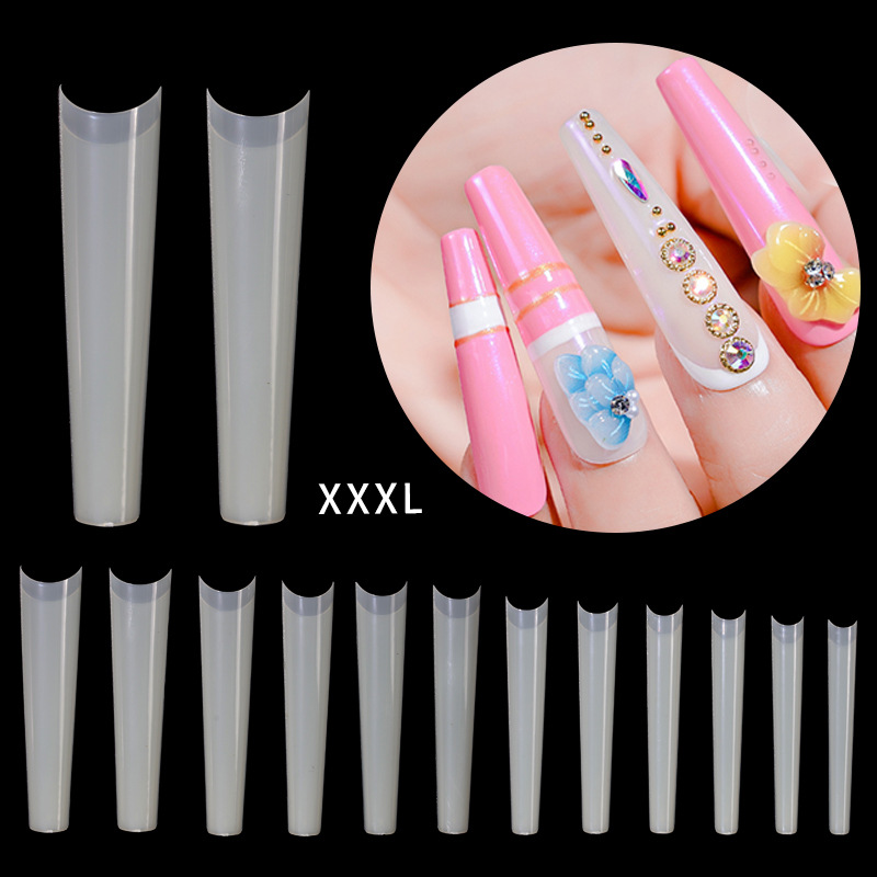 Long Clear Coffin Nails Tips