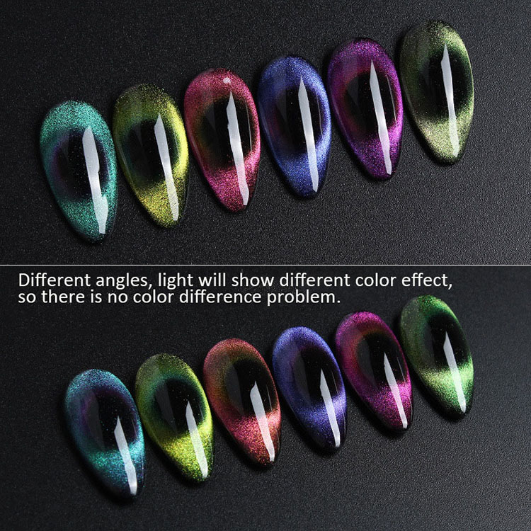 Esmalte en gel para uñas de pavo real color diamante ojo de gato