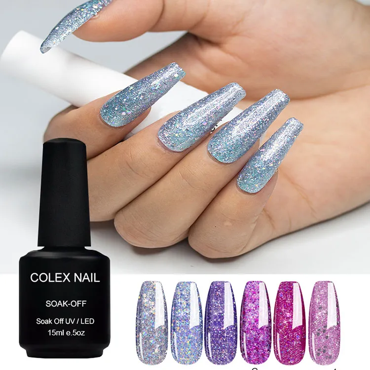 Makintab na Makintab na White Silver Glitter Gel Polish