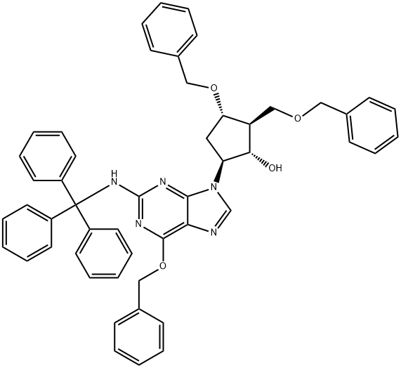 (1S,2S,3S,5S)-3-bentsyylioksi-2-bentsyylioksimetyyli-5-[6-bentsyylioksi-2-(trityyliamino)purin-9-yyli]syklopentanoli