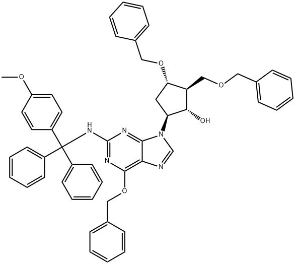 (2R,3S,5S)-3-(bentsyylioksi)-5-[2-[[(4-metoksifenyyli)difenyylimetyyli]amino]-6-(fenyylimetoksi)-9H-purin-9-yyli]-2-(bentsyylioksimetyyli) ) syklopentanoli