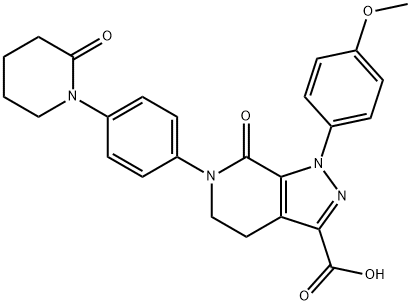 1-(4-เมทอกซีฟีนิล)-7-ออกโซ-6-(4-(2-ออกโซพิเพอริดิน-1-อิล)ฟีนิล)-4,5,6,7-เตตระไฮโดร-1H-ไพราโซโล[3,4-c]ไพริดีน กรด -3-คาร์บอกซิลิก