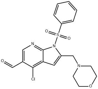1H-піроло[2,3-b]піридин-5-карбоксальдегід, 4-хлор-2-(4-морфолінілметил)-1-(фенілсульфоніл)-