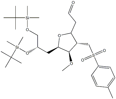 2-((2S,3S,4R,5R)-5-((S)-2,3-bis(tert-butyldimethylsilyloxy)propyl)-4-methoxy-3-(tosylmethyl)tetrahydrofuran-2-yl)acetaldehyde