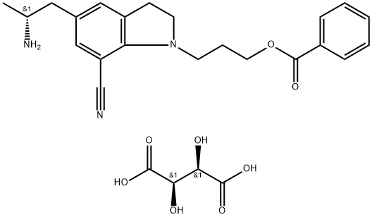 5-[(2R)-2-آمینوپروپیل]-1-[3-(بنزوئیلوکسی)پروپیل]-2،3-دی هیدرو-1H-ایندول-7-کربونیتریل (2R,3R)-2،3-دی هیدروکسی بوتاندیوات