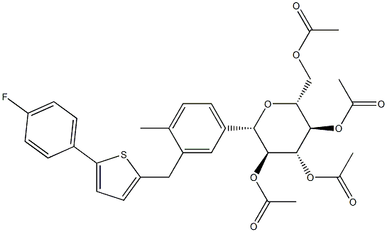 D-глюцитол, 1,5-ангідро-1-C-[3-[[5-(4-фторфеніл)-2-тієніл]метил]-4-метилфеніл]-, тетраацетат, (1S)-(9CI)