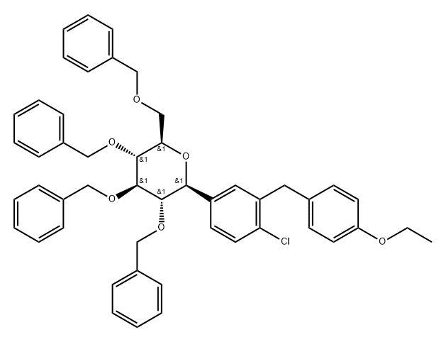 ดี-กลูซิทอล, 1,5-แอนไฮโดร-1-C-[4-คลอโร-3-[(4-เอทอกซีฟีนิล)เมทิล]ฟีนิล]-2,3,4,6-เตตราคิส-O-(ฟีนิลเมทิล)-, ( 1ส)-
