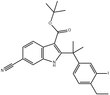 трет-бутил 6-ціано-2-(2-(4-етил-3-йодфеніл)пропан-2-іл)-1Н-індол-3-карбоксилат