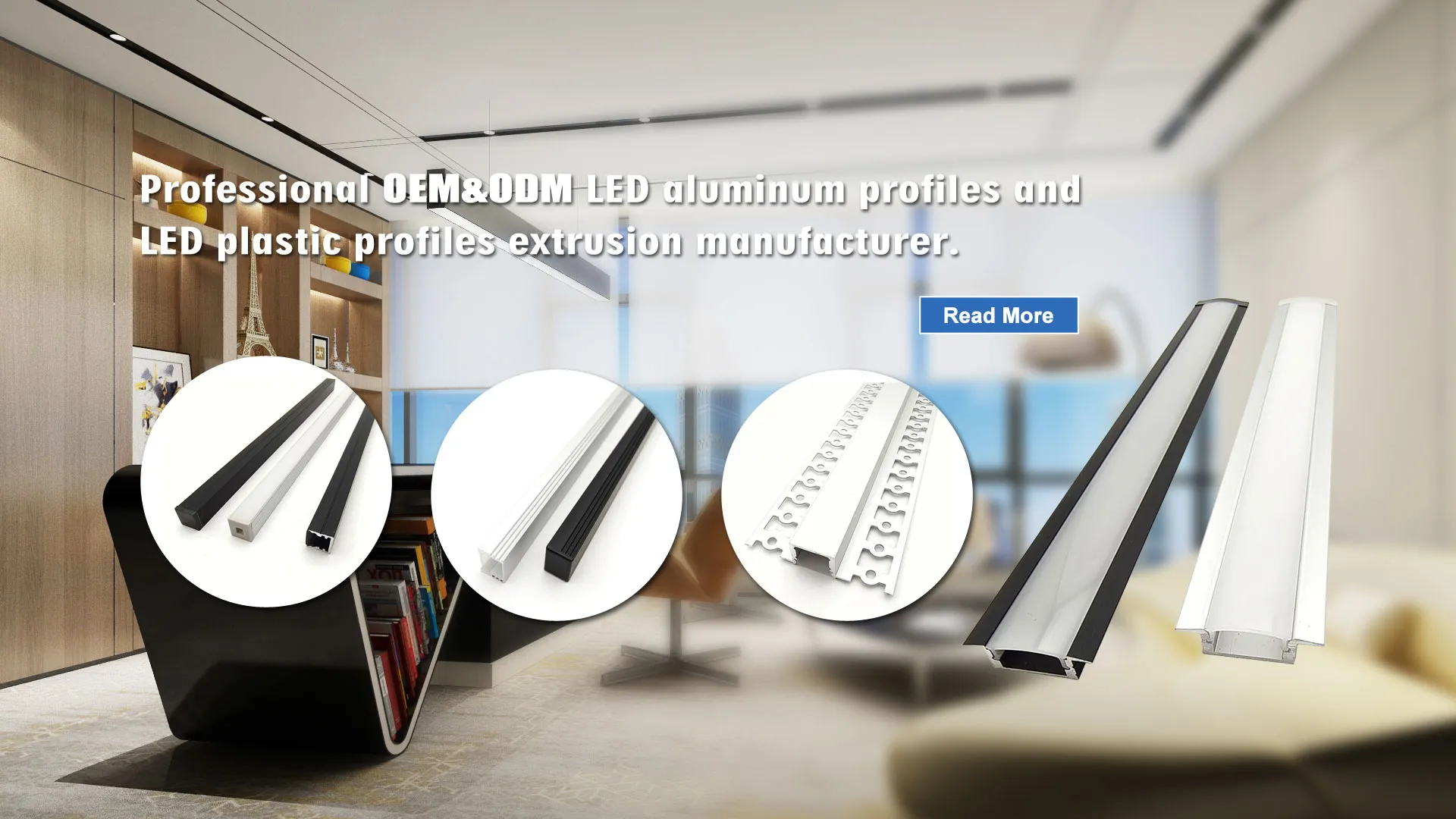 Cấu hình nhôm LED 16 * 12mm cho dải LED rộng đến 10mm