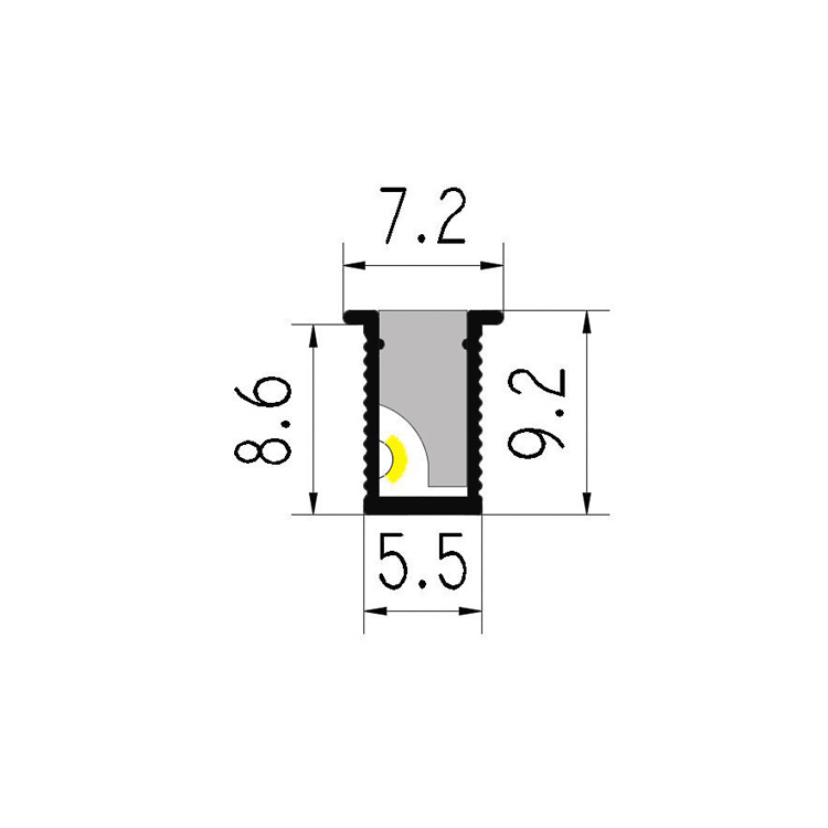 Zapuštěné LED hliníkové profily 6*9mm Velikost otvoru