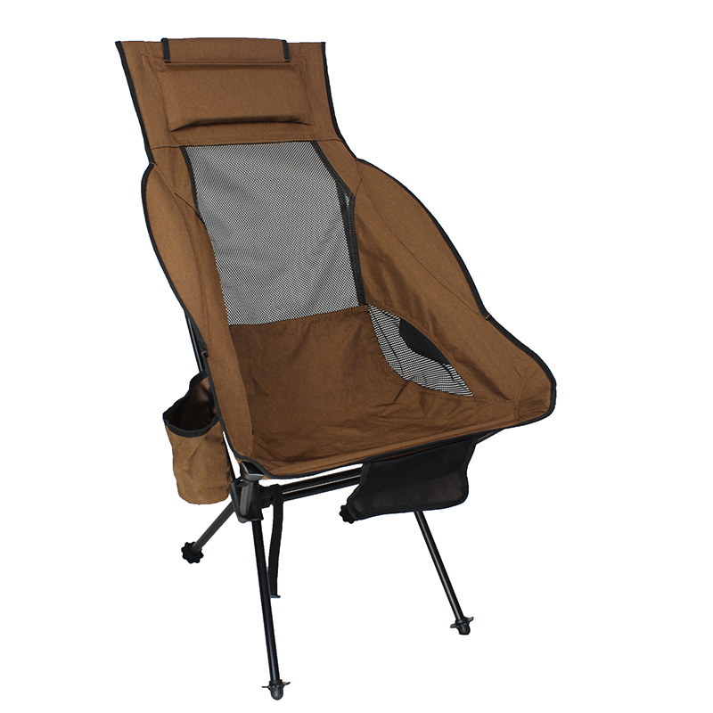 Komfortabel campingstol med høj ryg i aluminium