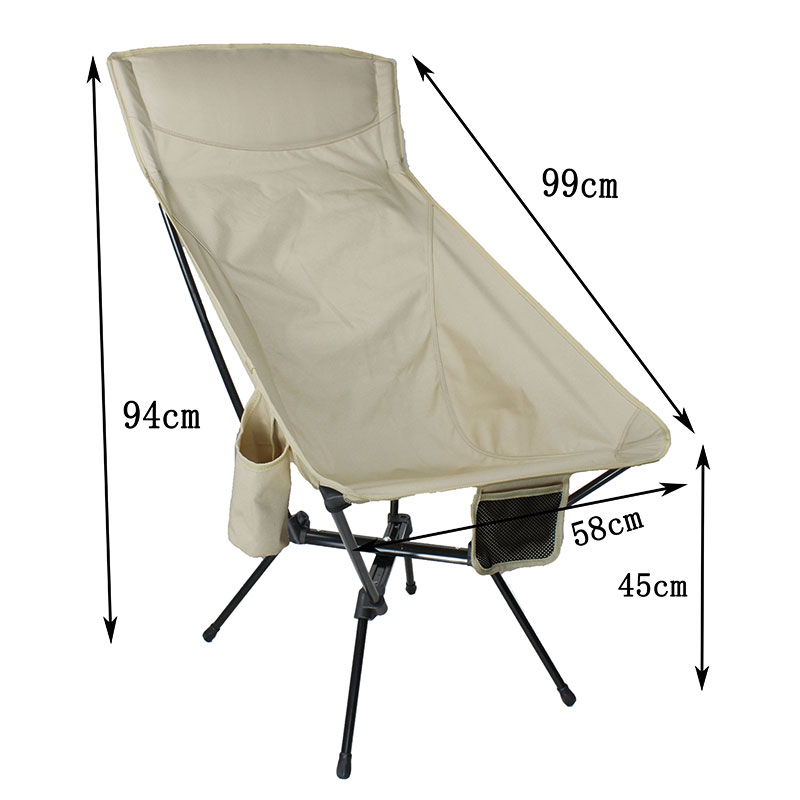 Solid campingstol med høy rygg