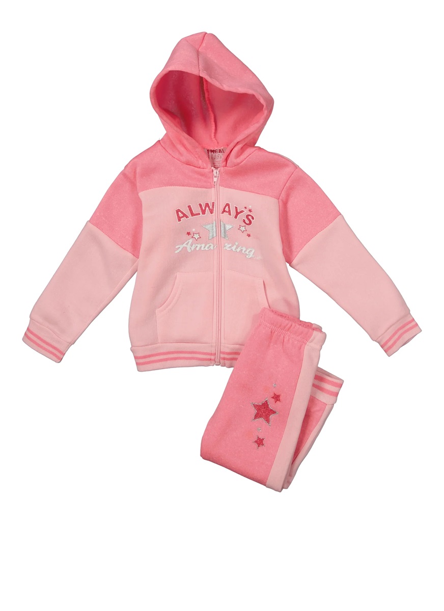 Toddler Girls Always Amazing Graphic Hoodie and Joggers - Pink