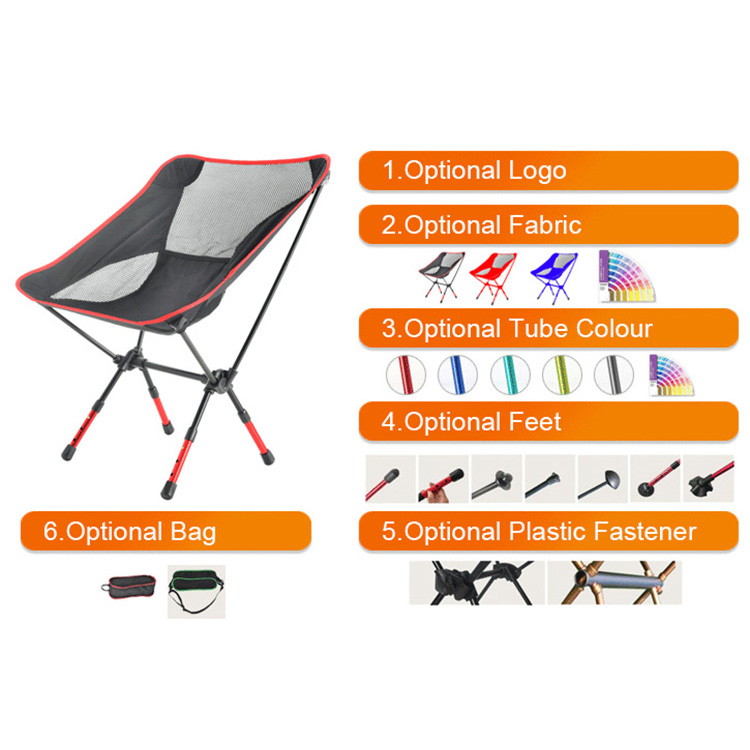 Adjustable Height Aluminum Frame Foldable Camping Chair