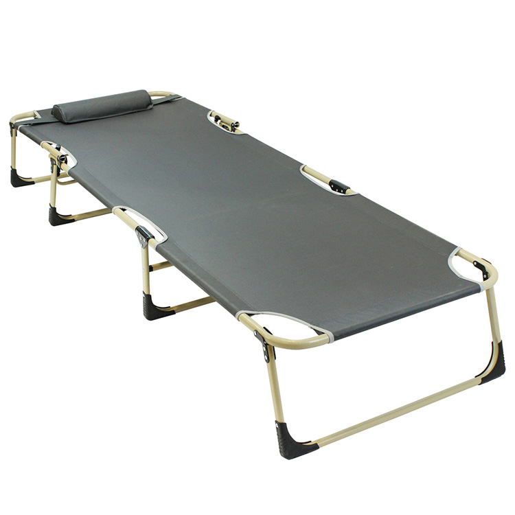 Army Folding Durable Bunk Bed Metal Camping Bed Cot na may Pillow