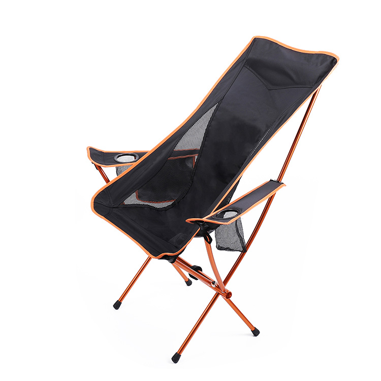 Складний стілець із високою спинкою та підлокотником для кемпінгу на відкритому повітрі