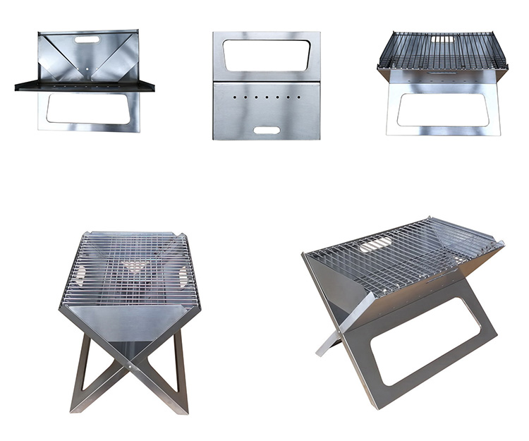 Stainless Steel Camping Picnic Foldable X Shape Charcoal BBQ Grill