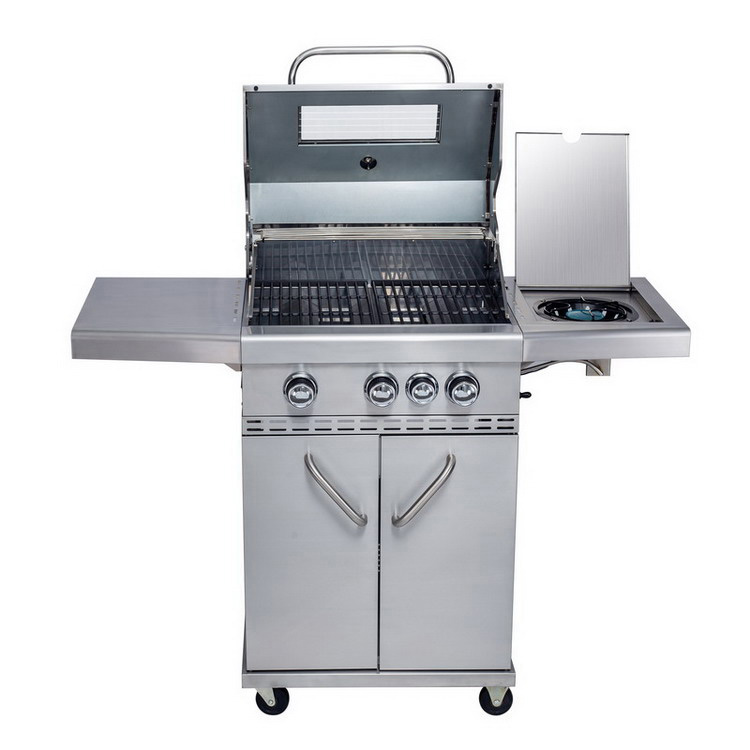 Stainless Steel 3 Burner with Side Burner Propane Gas BBQ Grill