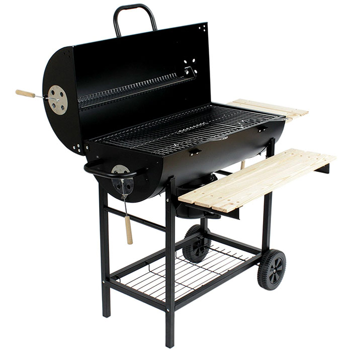 Trolley Charcoal Smoker Barbeque Outdoor Barrel BBQ Grill