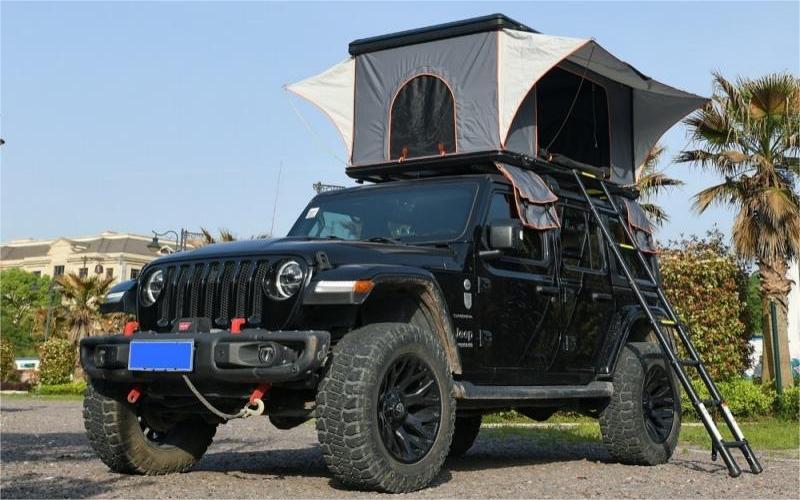 Rooftop tent: A tent installed on the roof of a car