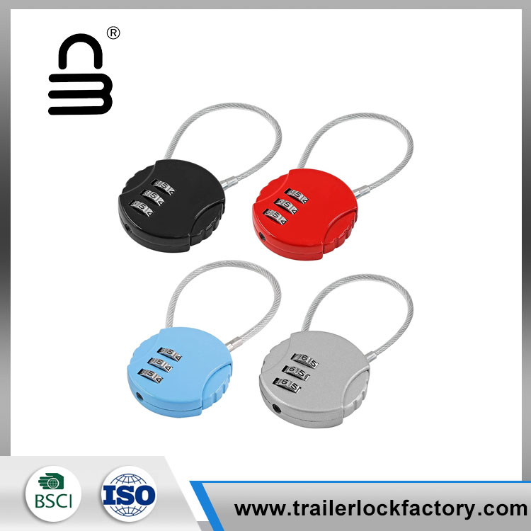 3 Digit Combination Padlock with Wire Rope