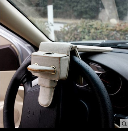 Leather Keyed Steering Wheel Lock
