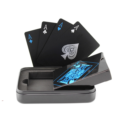 What are the characteristics of Waterproof Black PVC Playing Cards?