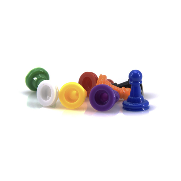 टेबलटॉप गेम्ससाठी रंगीत प्लास्टिक प्यादे