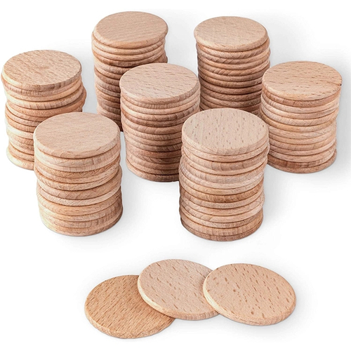Přírodní kulaté dřevěné žetony pro vlastní stolní hry