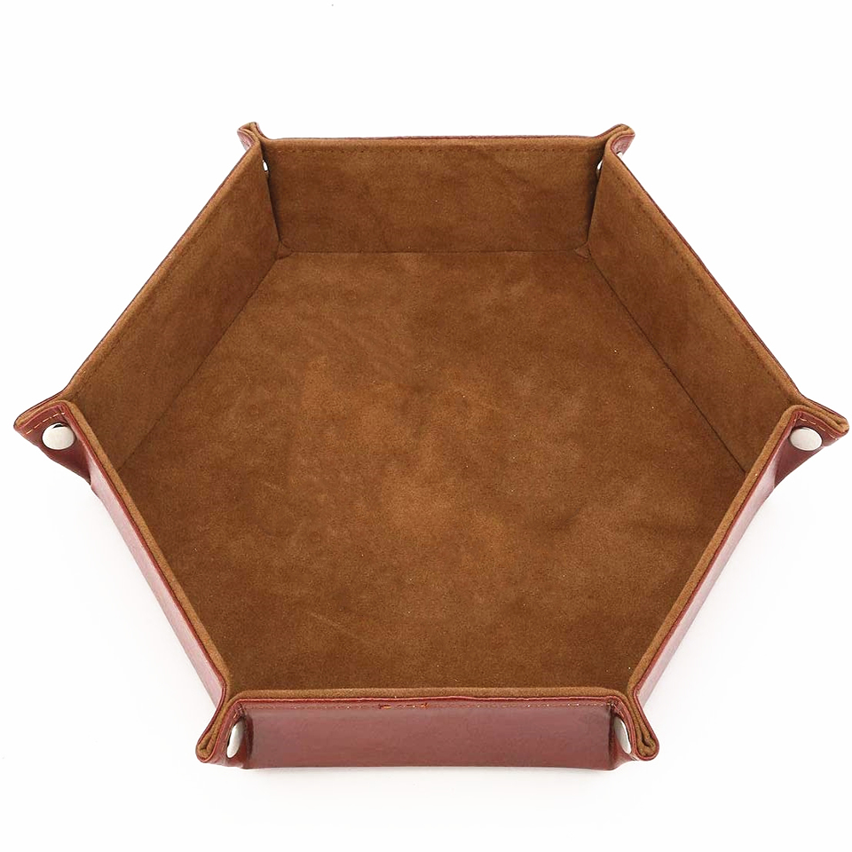 PU Leather Folding Tabletop Hexagon Dice Tray
