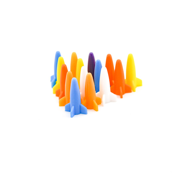 Peones de plástico con forma de cohete para juegos de mesa personalizados