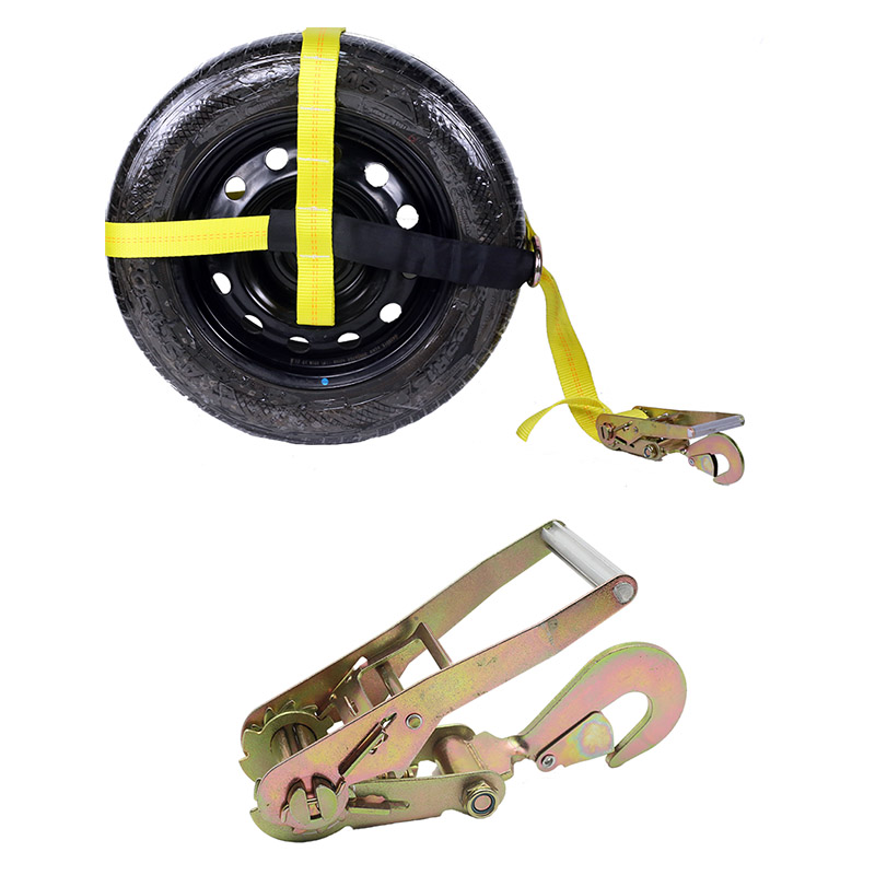 Adjustable 2INCH Tire Wheel Tie Down With Snap Hook D Ring